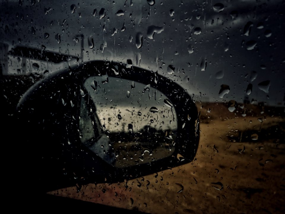 Car Window Panel With Water Droplets