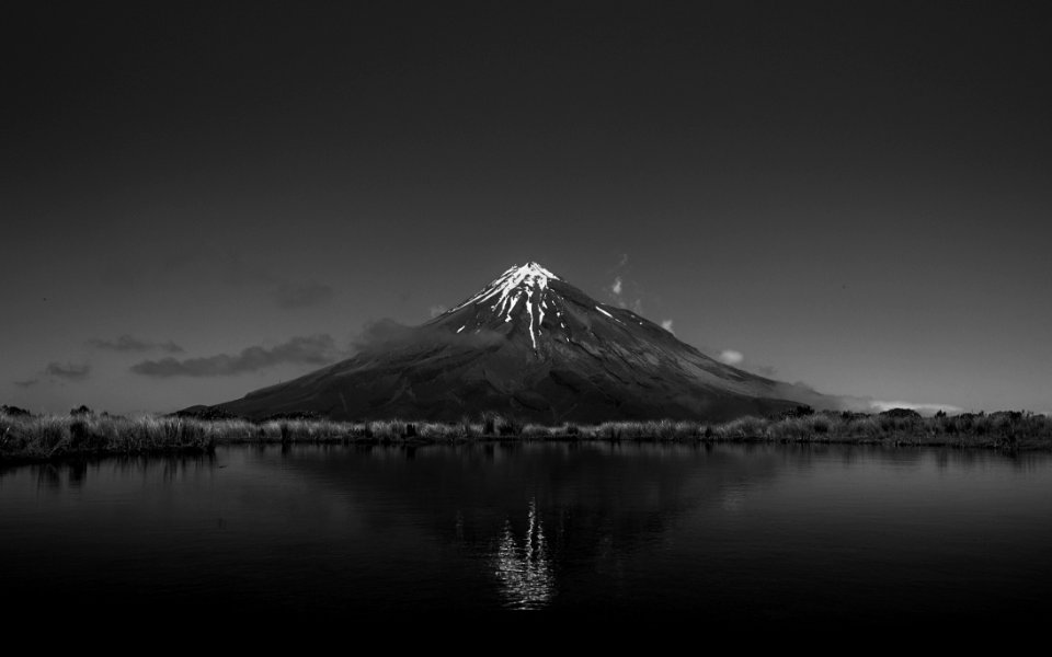 Grayscale Photo Of Volcano
