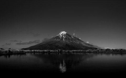 Grayscale Photo Of Volcano photo