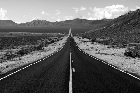 Grayscale Photo Of Road photo