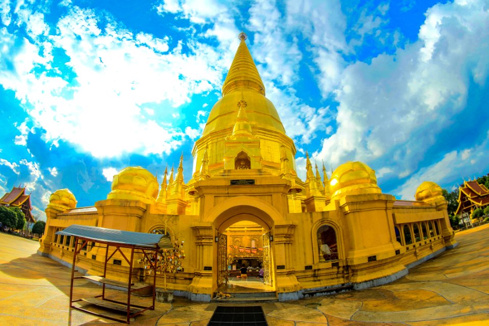Gold Temple Under Cloudy Sky