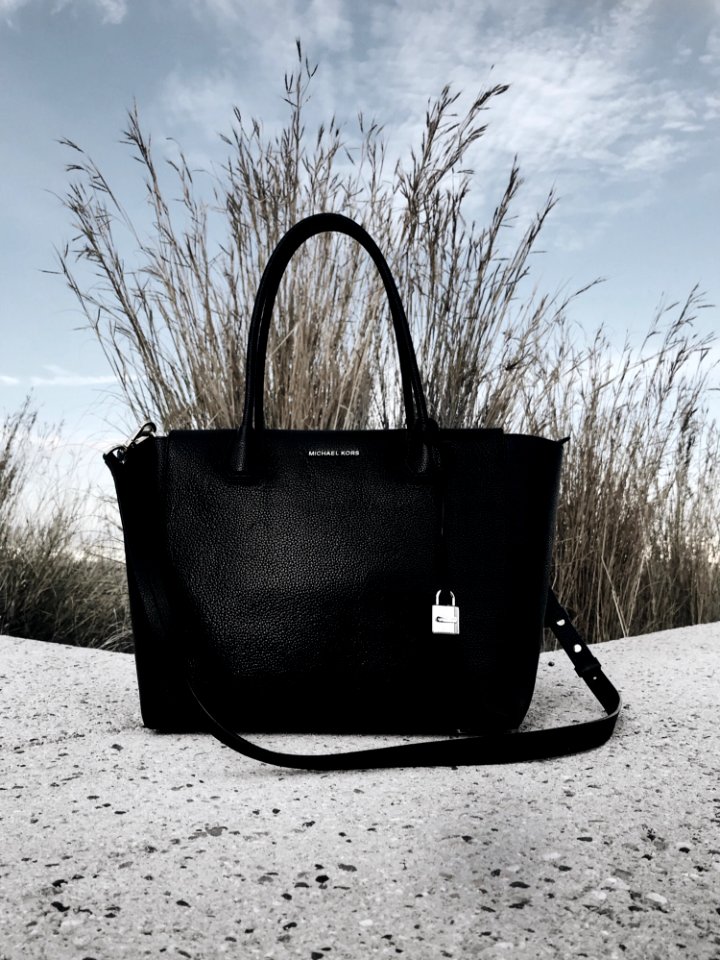 Black Michael Kors Leather 2-way Bag On Gray Surface