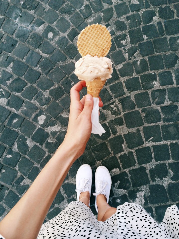 Person Holding Ice Cream In Cone