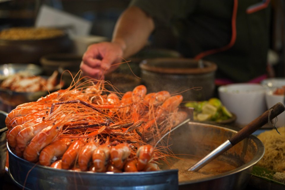 Shrimp On Round Gray Metal Pot