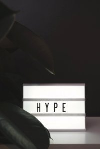 Grayscale Photography Of Hype Sign photo