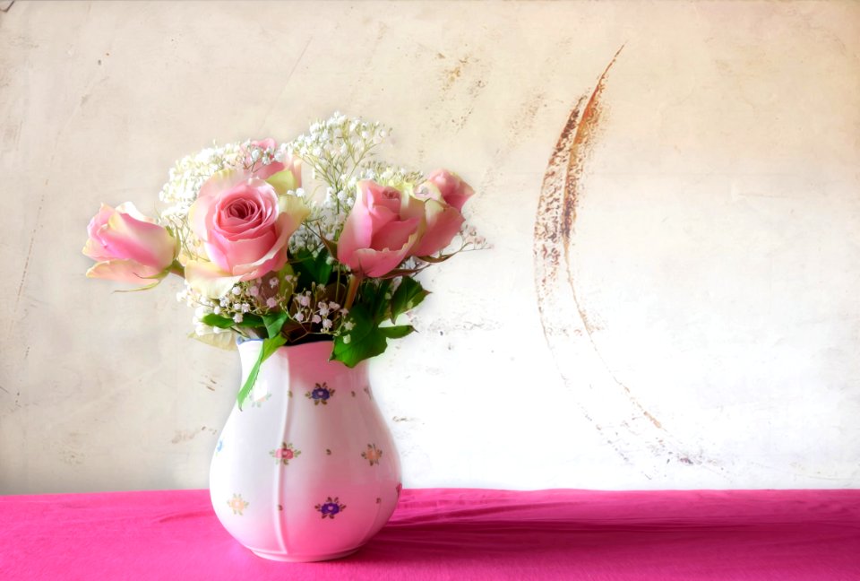 Flower Pink Vase Cut Flowers photo