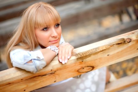 Human Hair Color Blond Girl Wood