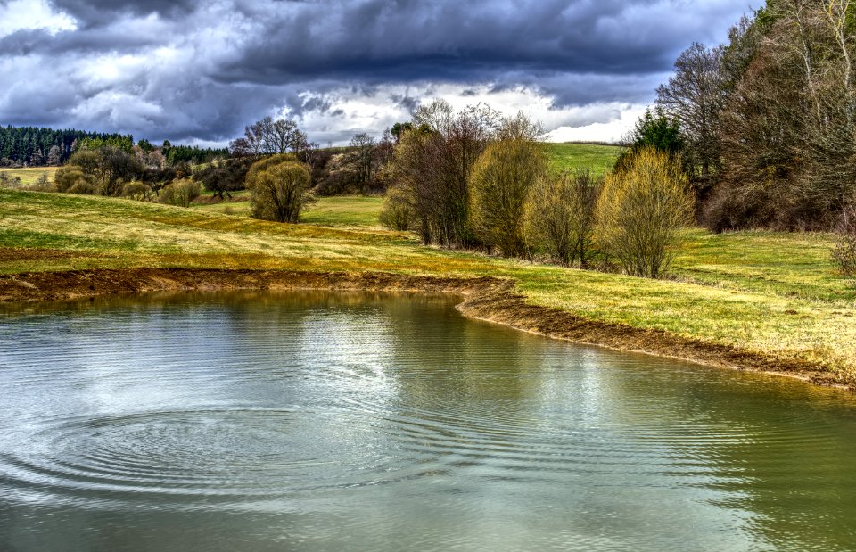 Waterway Water Reflection Bank photo