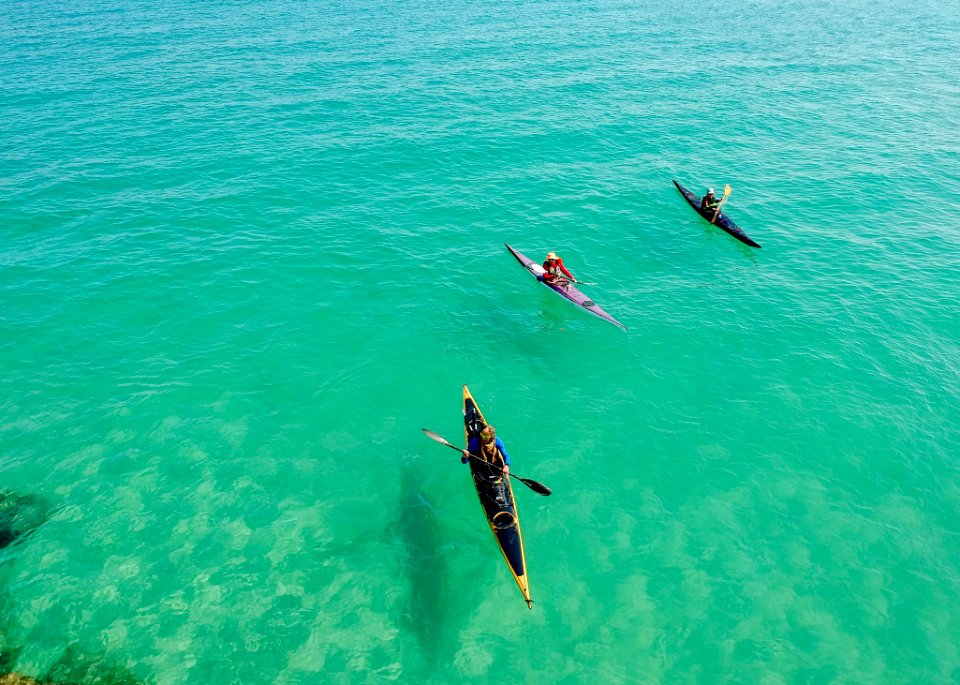 Three Yellow And Pink Kayak