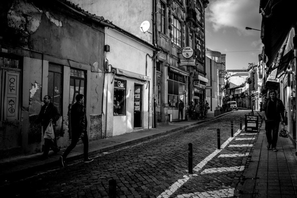 Grayscale Photo Of Street