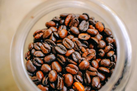 Photo Of Brown Coffee Beans Inside Clear Glass Jar photo
