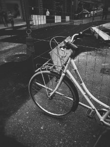 Grayscale Photo Of Bicycle photo