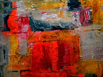 Red Gray And Yellow Abstract Painting photo
