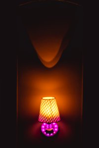 Photo Of Yellow And Pink Table Lamp Turned On photo