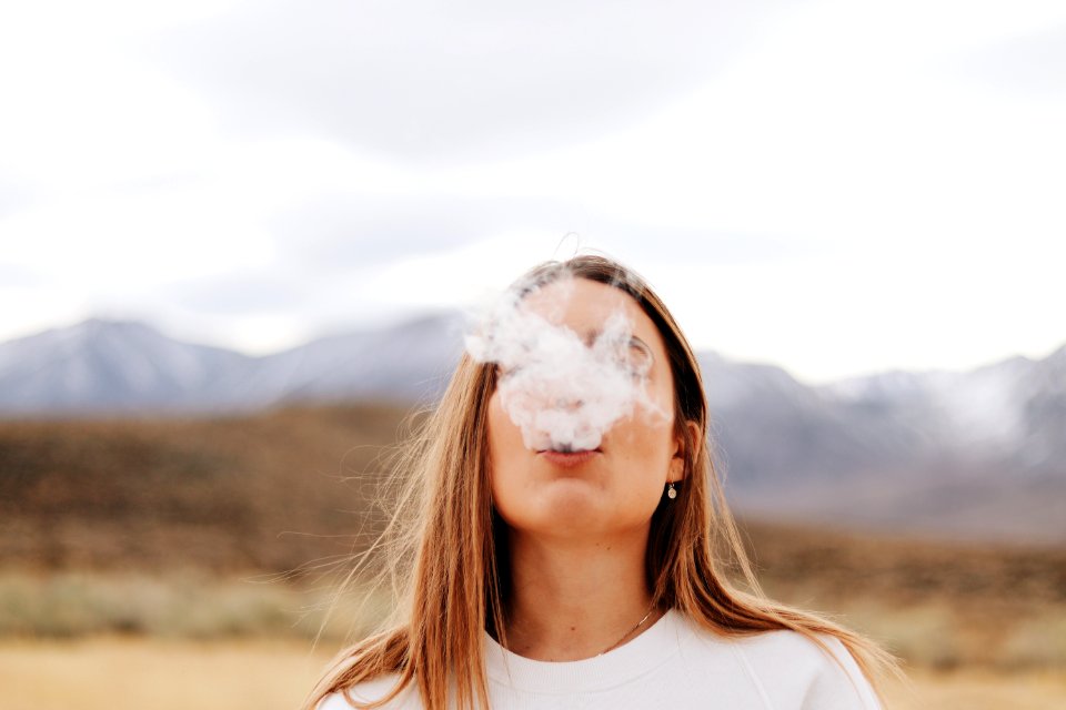 Woman Wearing White Crew-neck Shirt