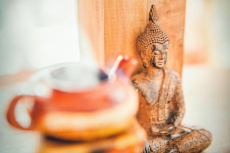 Meditating Buddha Wooden Statuette photo