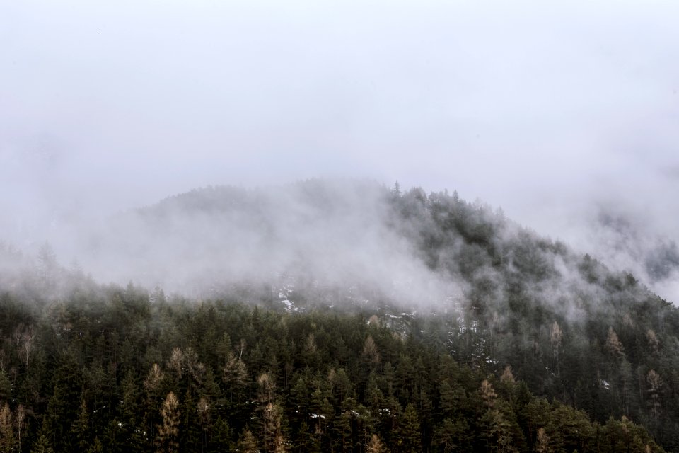 View Of Green Mountain Covered By Fog