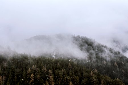 View Of Green Mountain Covered By Fog