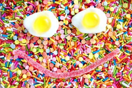 Fried Egg And Candy Forms Smiley photo