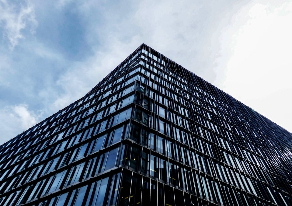 Worms Eye-view Of Black Glass Building