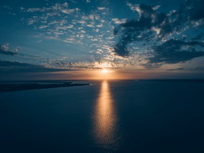 Birds Eye View Of Ocean During Sunset