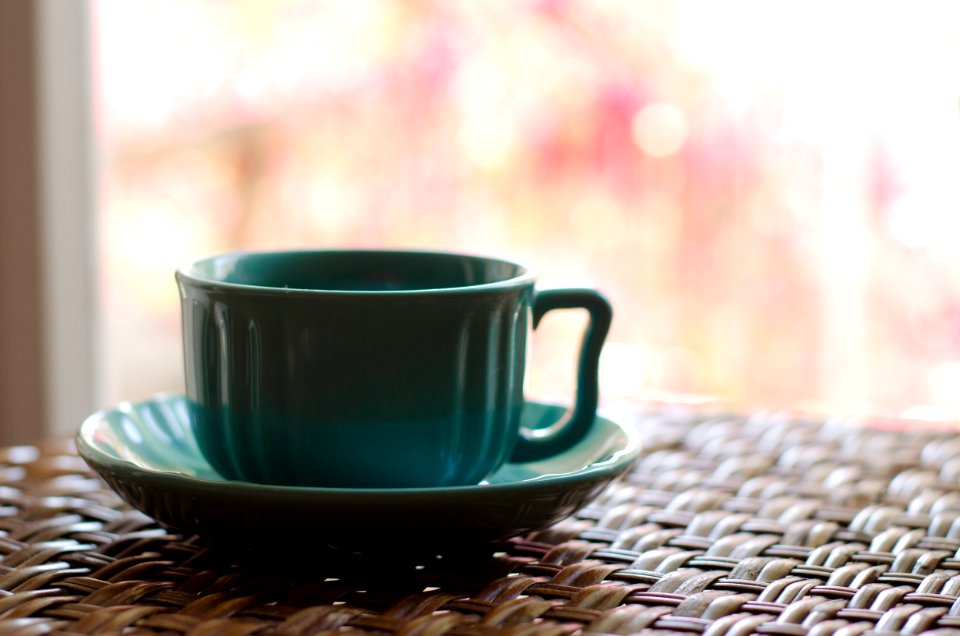 Teal Ceramic Cup And Saucer