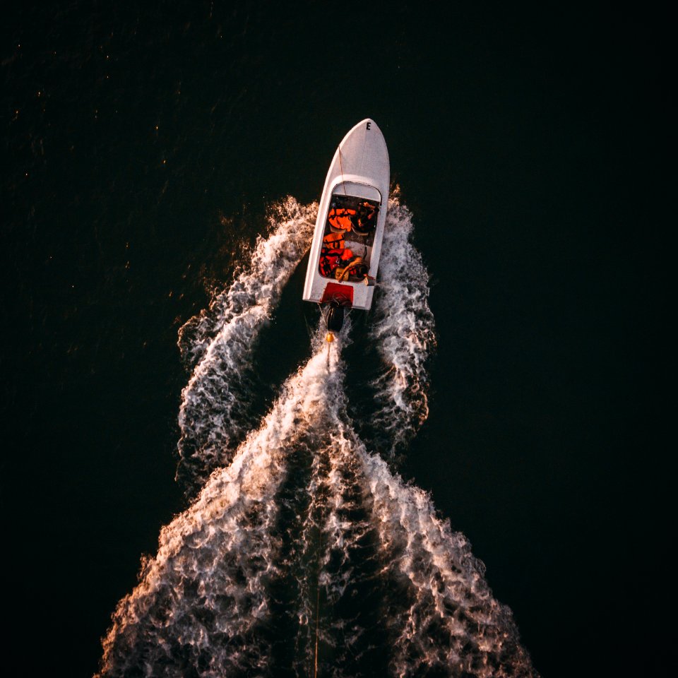 Aerial Photo Of White Boat