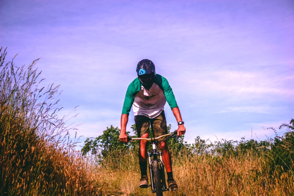 Man Riding His Mountain Bike