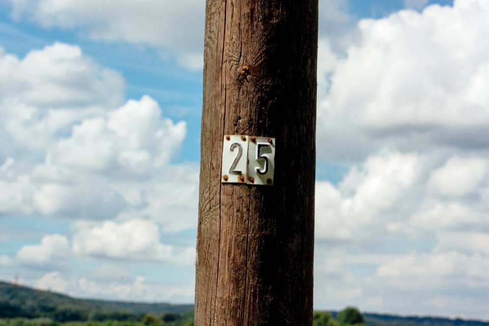 White Metal 25-embossed Signage On Post