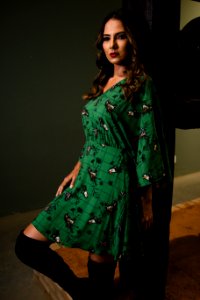 Photography Of A Woman Wearing Green Dress photo