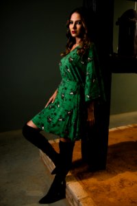 Photo Of Woman Wearing Green Dress photo