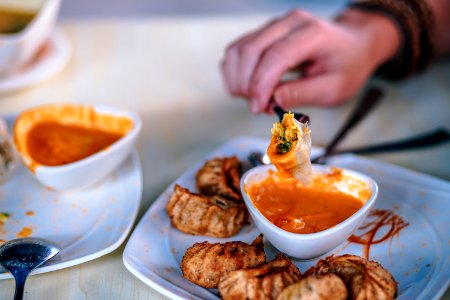 Orange Sauce And Fried Meat