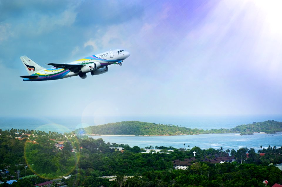White And Blue Passenger Airplane Aerial Photography