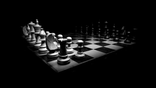Black Black And White Chess Board Game