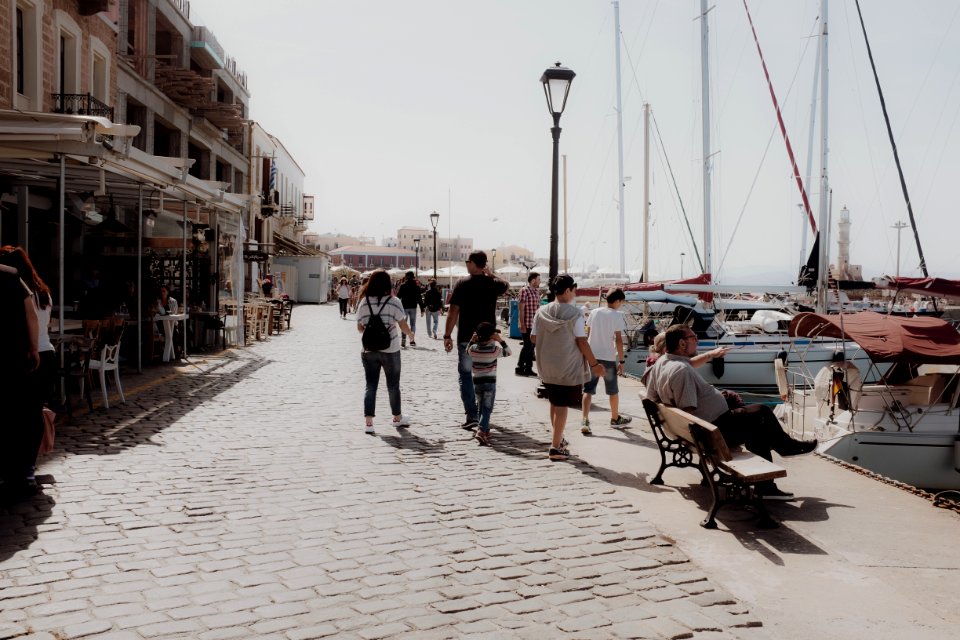 People On Dockside Pavement