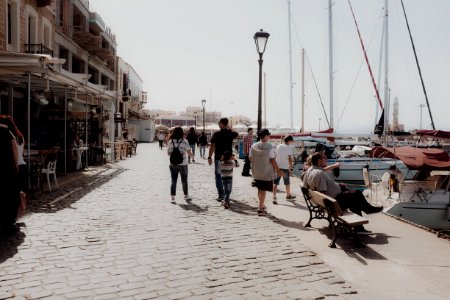 People On Dockside Pavement