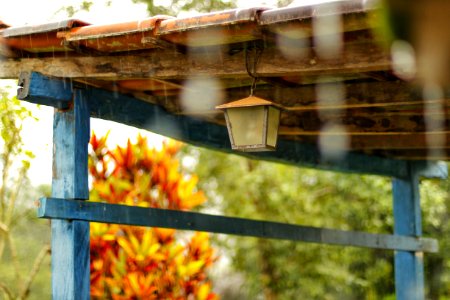 Lantern Hanging On Brown Wooden Ceiling photo