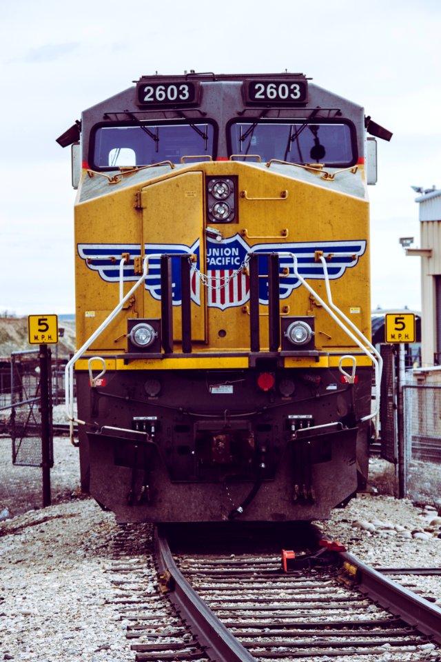 Yellow Train On Railway