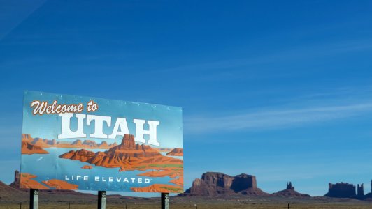 Welcome To Utah Poster Under Blue Daytime Sky