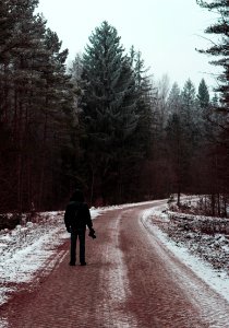 Man Standing In The Middle Of The Road photo