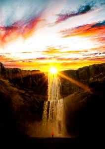 Waterfalls During Sunset