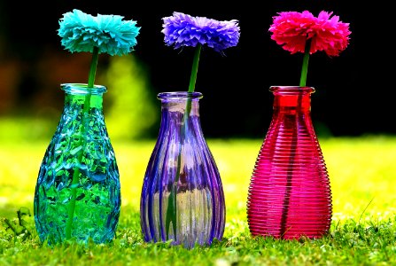 Flower Purple Glass Bottle Vase photo