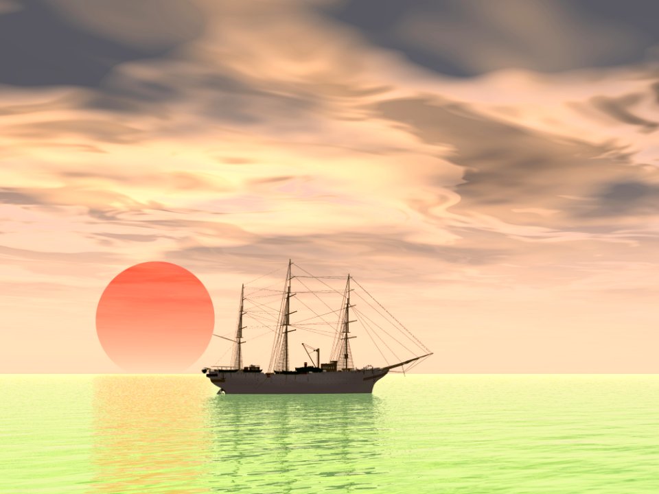 Sailing Ship Calm Sky Sea