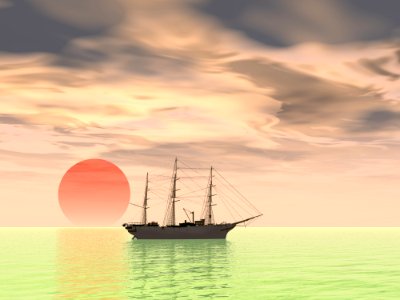 Sailing Ship Calm Sky Sea photo
