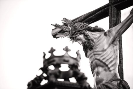 Grayscale Photo Of Crucifix photo