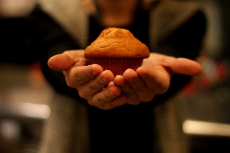 Persons Hand With Cupcake photo