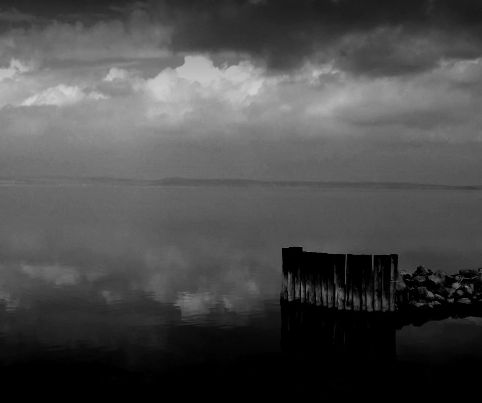 Grayscale Photo Of Body Of Water