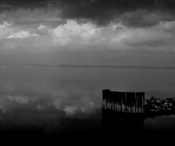 Grayscale Photo Of Body Of Water photo