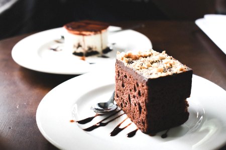 Photography Of Chocolate Brownies On White Saucer photo