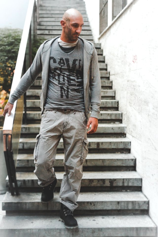 Man Wearing Gray Jacket